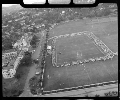 On the field, Fiji versus New Zealand Maori ruby team, tour of Fiji