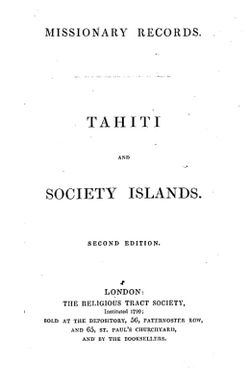 Missionary records : Tahiti and Society Islands.