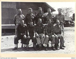 TOROKINA, BOUGAINVILLE. 1945-11-23. PERSONNEL OF 6 MECHANICAL EQUIPMENT SPARE PARTS SECTION. (FOR IDENTIFICATION OF 10 NAMED PERSONNEL REFER TO PROVISIONAL CAPTION OR NAME INDEX)