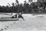 Historical reconstitution of the arrival of Fao, an evangelist, on Lifou in 1842 : disembarkation on the beach of Mou