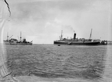 [Two steamships on the water]