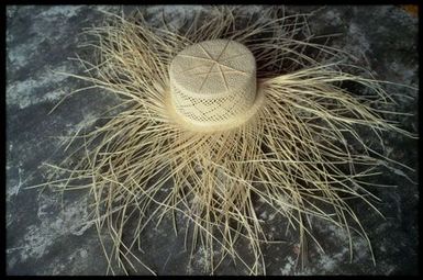 Partially woven rito hat, Cook Islands