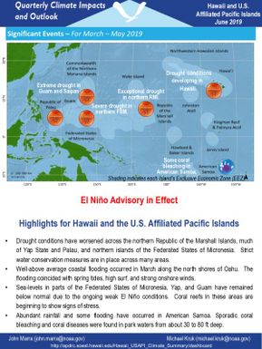 Quarterly climate impacts and outlook - El NiÃ±o Advisory in Effect