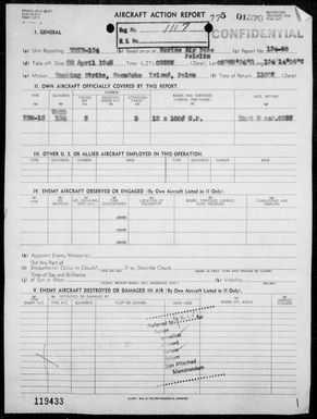 VMTB-134 - ACA reports Nos 58-59 â Bombing targets in the Palau Islands on 4/28/45