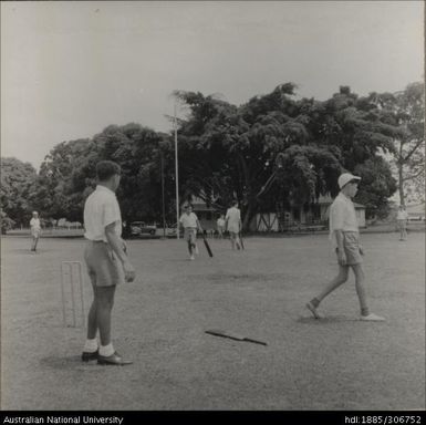 Boys playing cricket