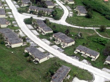 An aerial photograph of Marbo Annex on the island of Guam taken from a CH-53D Sea Stallion helicopter from HMH-463, Aviation Support Element, Kaneohe Bay Hawaii. Marbo Annex was used as a landing zone during Exercise KOA THUNDER 2001. Marines from Aviation Support Element, Kaneohe Hawaii, 1ST Marine Air Wing, Okinawa, Japan, and 3rd Marines 7th Battalion, 29 Palms, California, participated in KOA THUNDER on the island of Guam from July 9 to July 14. The purpose of the exercise was to demonstrate the Marine Corps' ability to deploy in the South Pacific from places other than Okinawa, Japan