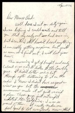 [Letter From Donald F. Baker to His Parents, January 18, 1972]