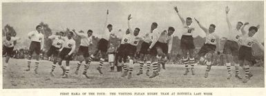 First haka of the tour: the visiting Fijian rugby team at Rotorua last week