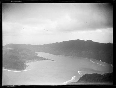 Aerial view of Pago Pago Harbour with Utulei settlement on the left, American Samoa