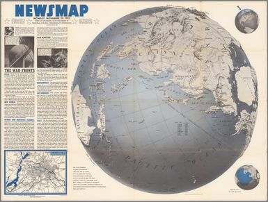 Newsmap : Monday, November 29, 1943. Week of November 18 to November 25, 220th week of the War - 102th week of U. S. participation. Volume II No. 32. Basemap drawn by Richard Edes Harrison, © Time Inc. 1940. Distributed by Industrial Services Division, Bureau of Public Relations, War Department. Prepared from public sources of information. U. S. Government Printing Office: 1943.