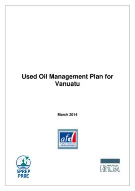 Used Oil Management Plan for Vanuatu.
