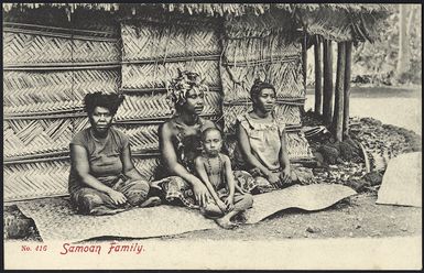 Postcard. Samoan family. F.T. series no 416. Printed in Saxony [1900-1914]