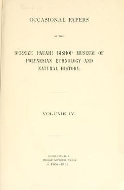 Occasional Papers of the Bernice Pauahi Bishop Museum of Polynesian Ethnology and Natural History