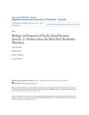 Biology and Impacts of Pacific Island Invasive Species. 11. Rattus rattus, the Black Rat (Rodentia: Muridae)