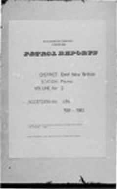 Patrol Reports. East New Britain District, Pomio, 1961 - 1962