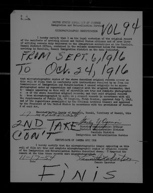 Volume 94: September 6, 1916 - October 24, 1916