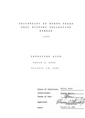 Oral History Interview with Edwin C. Hunt, October 19, 1995