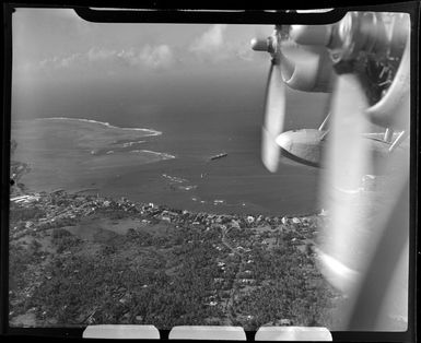 Apia, Upolu, Samoa, showing village and harbour