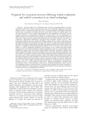 Prognosis for ecosystem recovery following rodent eradication and seabird restoration in an island archipelago.