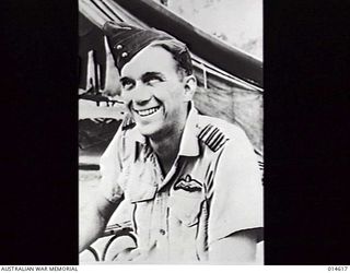 1943-04-12. INFORMAL PORTRAIT OF FLYING OFFICER (TEMPORARY SQUADRON LEADER) ROSS LITTLE OF PERTH WHO HAS BEEN AWARDED THE DISTINGUISHED FLYING CROSS FOR GALLANTRY IN THE NEW GUINEA AREA