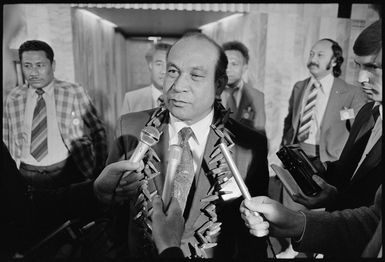 Puni Raea after meeting with Prime Minister Robert Muldoon at Parliament