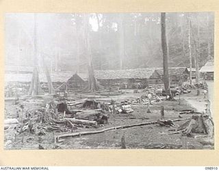 MASAMASA ISLAND, SOLOMON ISLANDS. 1945-11-14. THE CAMP LAYOUT OF JAPANESE AREA 13. JAPANESE CONCENTRATED ON THE ISLAND ARE UNDER THE CONTROL OF 7 INFANTRY BATTALION. (JOINS WITH PHOTOGRAPH NO. ..