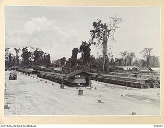 TOROKINA, BOUGAINVILLE, 1945-08-23. PANORAMA OF 8 VEHICLE PARK AUSTRALIAN ARMY ORDNANCE CORPS. (JOINS WITH 95506 AND 95508)