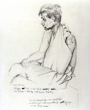 Artwork: "PFC Charles Keniny," Saipan, World War II- Artist: Robert Benney