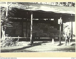 MILILAT, NEW GUINEA. 1944-08-01. NX28629 PRIVATE E.G. MACKAY, 2/1ST GUARD REGIMENT ON DUTY AT THE BATTLE ROOM OF HEADQUARTERS, 5TH DIVISION