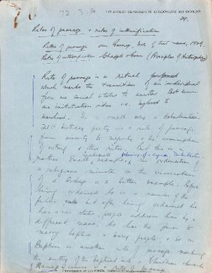 Rites of passage and rites of intensification