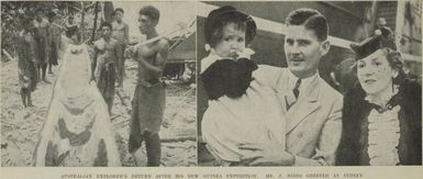 Australian explorer's return after his New Guinea expedition: Mr. J. Hides greeted at Sydney