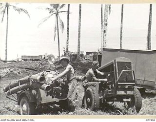 PALMALMAL PLANTATION, NEW BRITAIN. 1944-11-29. PERSONNEL OF THE 2/3RD RAILWAY CONSTRUCTION COMPANY, 48TH DEPUTY COMMANDER ROYAL ENGINEERS, CHECKING AND CLEANING A "JUPITOR", TYPE 500GPM MOBILE ..