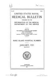 United States Naval Medical Bulletin Vol. 15, Nos. 1-4, 1921