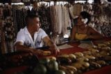 French Polynesia, merchants selling goods at Papeete market