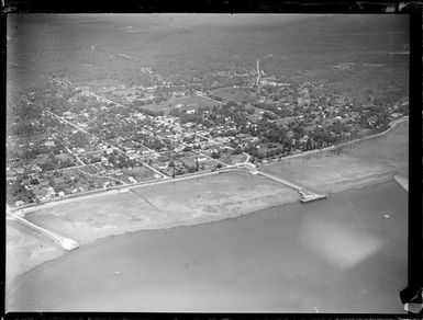 An aerial view of the Tongan coastal capital Nuku'alofa, Tonga