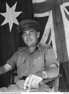 CAPE WOM, WEWAK AREA, NEW GUINEA. 1945-10-17. MAJOR A.S. WILSON, LIAISON OFFICER 1, HEADQUARTERS 6 DIVISION