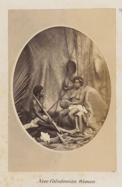 Two Kanaka women seated amongst implements, New Caledonia ca. 1878-79