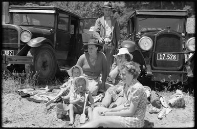 Hare and McKerrow families on a Wellington beach