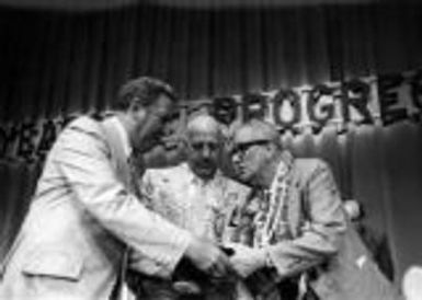 Al Barkan, George Hardy, Anthony Weinlein, SEIU Conference, Honolulu, Hawaii, 1976