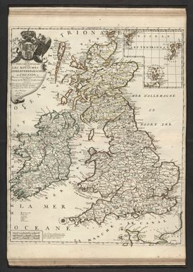 Les Isles Britanniques ou sont les Royaumes d'Angleterre d'Escosse et d'Irlande &c. divisez en leurs Provinces et Subdivisez en Comtez. Dresses sur les Memoires les plus nouveax. A Paris, Chez J. B. Nolin Geographe de S. A. R. Mr. sur le Quay de l’Horloge du Palais a l'Enseigne de la Place des Victoires. Avec Privilege du Roy. 1698.