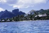 French Polynesia, buildings on shore of Bora Bora