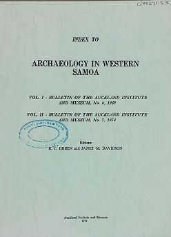 Archaeology in Western Samoa. Index
