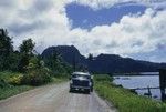 Automobile on a dirt road near Pagp Pagp, capital city of American Samoa as seen and photographed by a member of the Capricorn Expedition (1952-1953). 1953