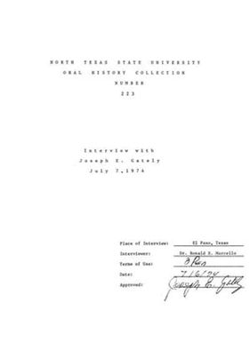 Oral History Interview with Joseph E. Gately, July 6, 1974