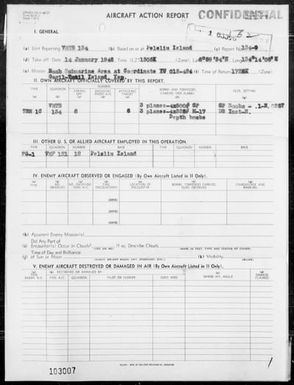 VMTB-134 - ACA Report # 134-9 - to 134-11 - Bombing & Strafing Submarine Area & Targets on Yap, Carolines, 1/14-16/45