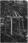 Pig festival, pig sacrifice: frame for sacrifice house in ancestral shrine