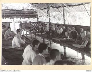 PIEDU ISLAND, SOLOMON ISLANDS. 1945-11-13. JAPANESE PATIENTS IN THE CAMP HOSPITAL IN JAPANESE AREA 10. JAPANESE CONCENTRATED ON THE ISLAND ARE UNDER THE CONTROL OF 7 INFANTRY BATTALION