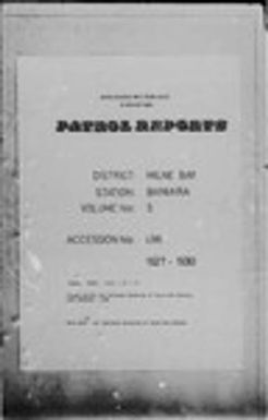 Patrol Reports. Milne Bay District, Baniara, 1927 - 1930