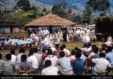 Papua New Guineans and others listening to speech by European official