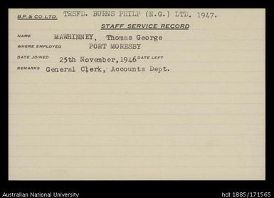 Mawhinney, Thomas George